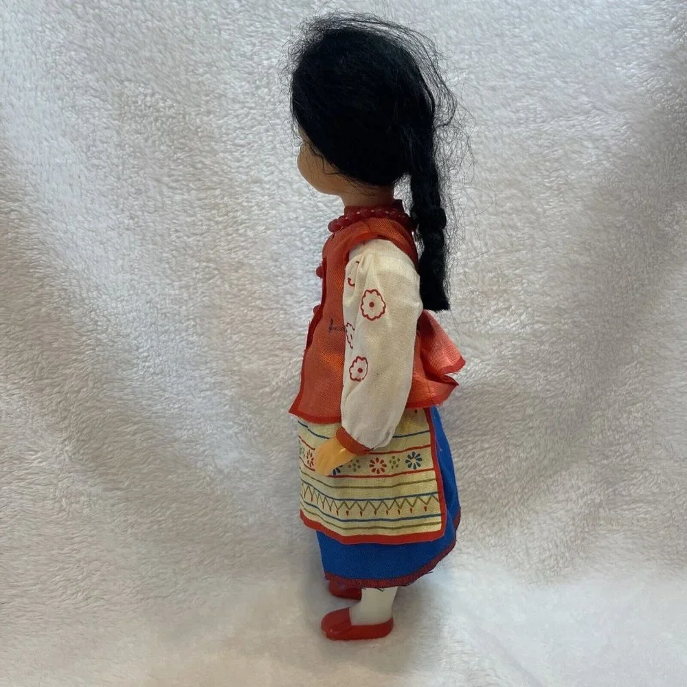 VINTAGE 1970s Mockobckar Russian Doll - Hard Plastic Approx. 12” - Folk Costume.